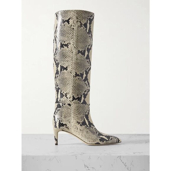 PARIS TEXAS Stiletto snake-effect leather knee boots EU 37.5/ US 7.5 $1050 - Picture 3 of 9